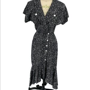 Milanzo Y2K 90s fitted hi-lo Ruffle dress. Gwen Stefani video look a like